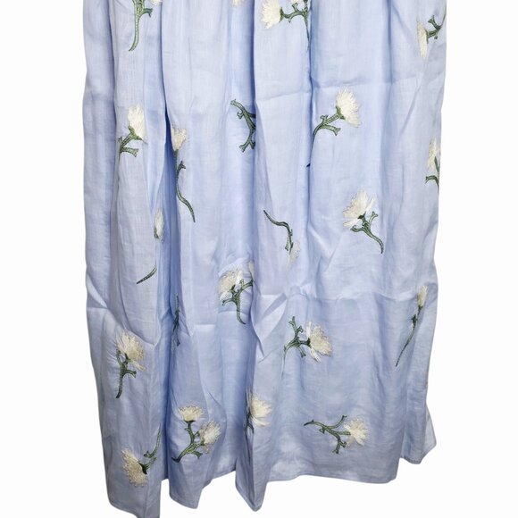 Agua by Agua Bendita Viviane Soledad Embroidered‎ Blue Linen Floral Maxi Dress S - Picture 8 of 16